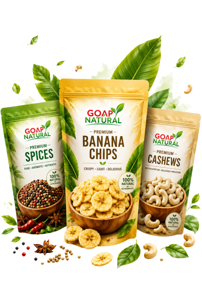 Home banana chips, spices and cashew